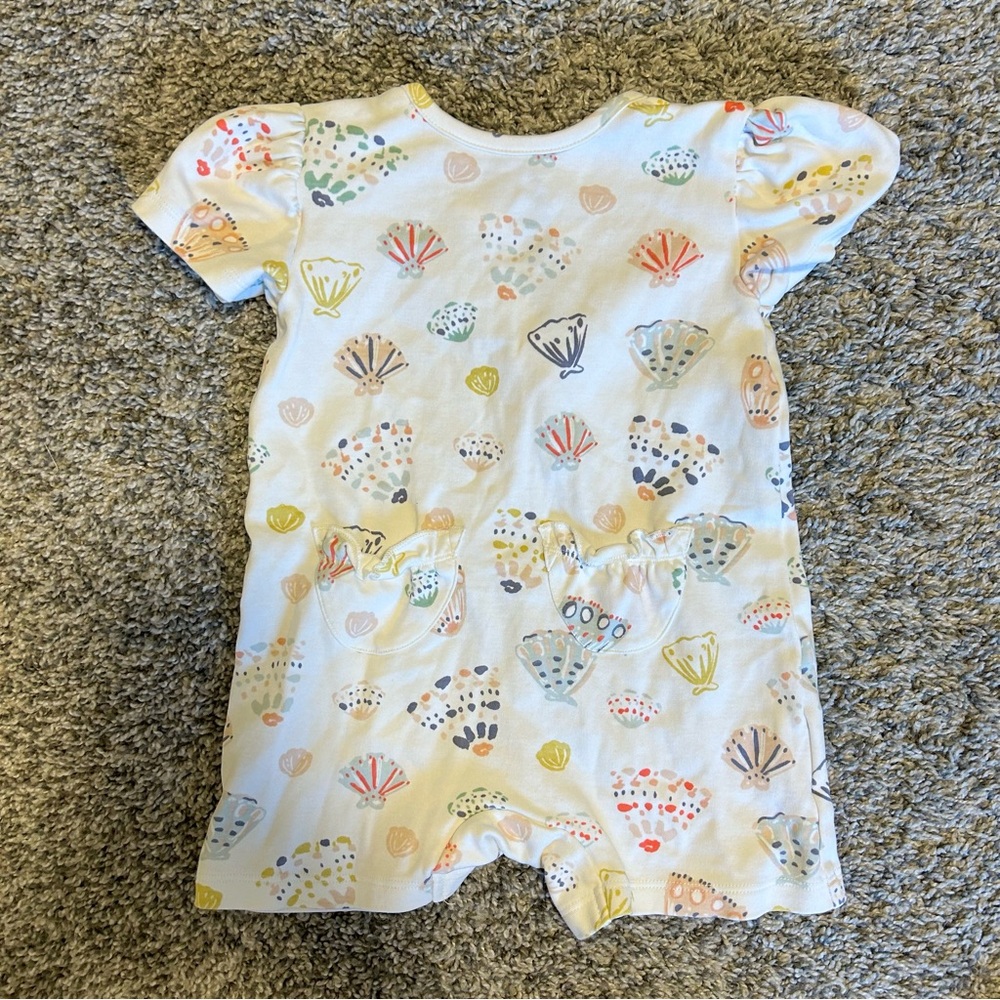 Pehr Short Puff Sleeve Romper - Shell Pattern, 18-24 Months